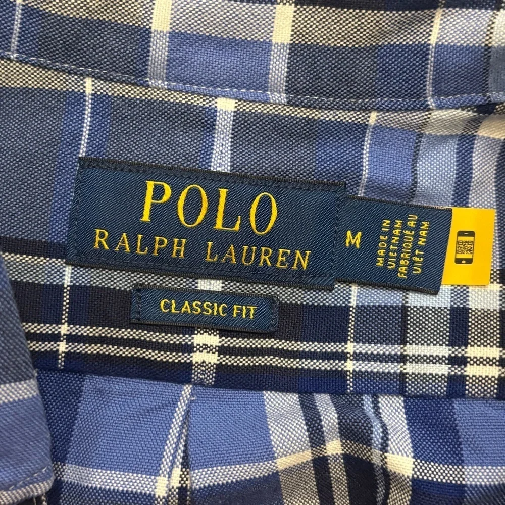 Polo by Ralph Lauren Men's Navy and White Checkered Shirt- NWT- medium